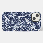 Dunkles Blau abstraktes Muster iPhone Hülle (Rückseite (Horizontal))