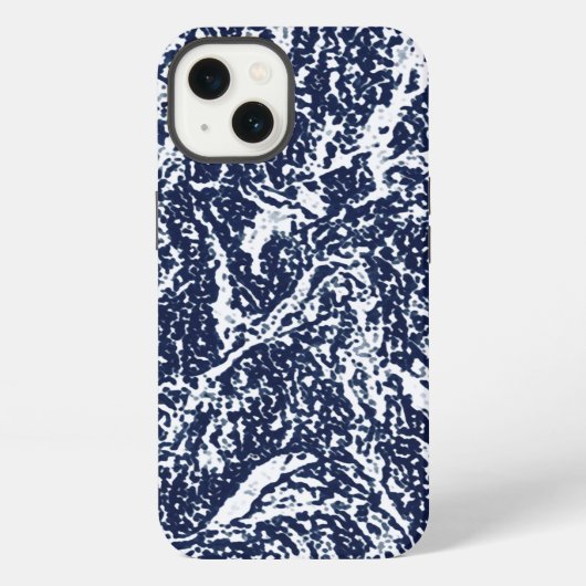 Dunkles Blau abstraktes Muster iPhone Hülle (Rückseite)