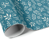 Dunkles Blau des botanischen Musters - Papierrolle Geschenkpapier (Rolleneckpunkt)