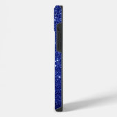 Dunkles Blau Glitter-Design iPhone Hülle (Linke Seite)