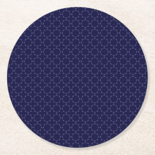 Dunkles Blau Islamisches Geometrisches Muster Runder Pappuntersetzer