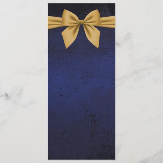 Dunkles Blau mit Gold Bow Reserviertes Sign Menükarte (Rückseite)