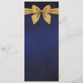 Dunkles Blau mit Gold Bow Reserviertes Sign Menükarte (Rückseite)