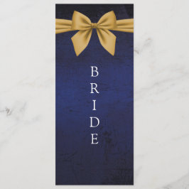 Dunkles Blau mit Gold Bow Reserviertes Sign Menükarte