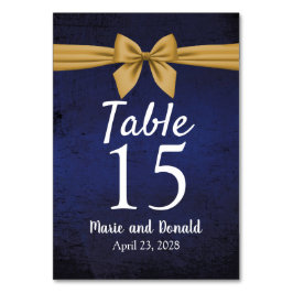 Dunkles Blau mit Goldbuw Tischnummer