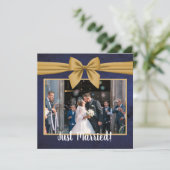 Dunkles Blau mit Goldhochzeit Feiertagskarte (Stehend Vorderseite)