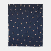 Dunkles Blau & Rose Gold Pink Glittery Sterne Star Fleecedecke (Vorderseite)