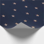 Dunkles Blau & Rose Gold Pink Glittery Sterne Star Geschenkpapier<br><div class="desc">Sonderverpackungspapier</div>