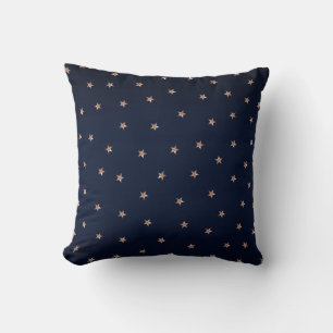 Dunkles Blau & Rose Gold Pink Glittery Sterne Star Kissen