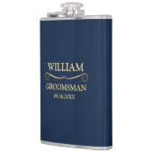 Dunkles Blau und Gold Vinyl verpackt Flachmann (Links)
