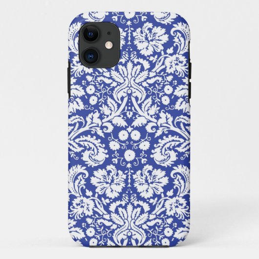 Dunkles Blaudamaskusmuster Case-Mate iPhone Hülle (Rückseite)