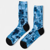 Dunkles blaues, trendy Abstraktes Muster Socken (Linkes Detail)