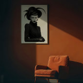 Dunkles Blossom: einfarbiges Avant-Garde-Portrait Poster