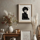 Dunkles Blossom: einfarbiges Avant-Garde-Portrait Poster