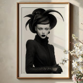 Dunkles Blossom: einfarbiges Avant-Garde-Portrait Poster