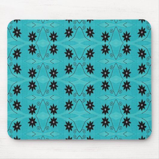 dunkles Blumen auf Türkis Mousepad (Vorne)