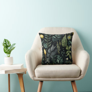 Dunkles Blumen-Kissen mit botanischem Muster Kissen