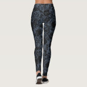 Dunkles Blumenmuster mit Spitzenmuster Leggings (Rückseite)