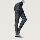 Dunkles Blumenmuster mit Spitzenmuster Leggings (Rechts)