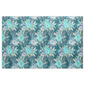 Dunkles Boho blaues BlumenAquarell-Muster Stoff (Yard (91,4 cm))