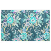Dunkles Boho blaues BlumenAquarell-Muster Stoff (Fat Quarter (45,7 x 55,9 cm))