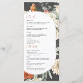 Dunkles Boho-Blumen | Hochzeitsmenü Menükarte (Vorderseite)