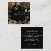 Dunkles Boho-Blumenmuster Quadratische Visitenkarte (Vorne/Hinten)