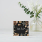 Dunkles Boho-Blumenmuster Quadratische Visitenkarte (Stehend Vorderseite)