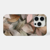 Dunkles Boho-Botanik-Blatt Neutrales Abstract iPhone Hülle (Rückseite (Horizontal))