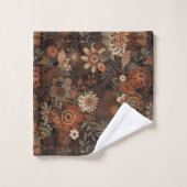 Dunkles Boho-Terrakotta-Sage-Botanikmuster Badhandtuch Set (Waschlappen)