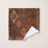 Dunkles Boho-Terrakotta-Sage-Botanikmuster  Badhandtuch Set (Waschlappen)