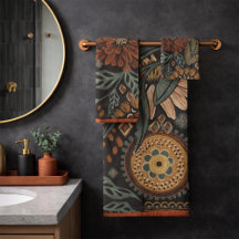 Dunkles Boho-Terrakotta-Sage-Botanikmuster