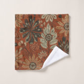 Dunkles Boho-Terrakotta-Sage-Botanikmuster  Badhandtuch Set (Waschlappen)