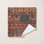 Dunkles Boho-Terrakotta-Sage-Botanikmuster  Badhandtuch Set (Waschlappen)
