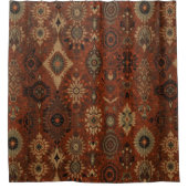 Dunkles Boho-Terrakotta-Sage-Botanikmuster Duschvorhang (Vorderseite)