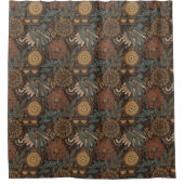 Dunkles Boho-Terrakotta-Sage-Botanikmuster Duschvorhang (Vorderseite)