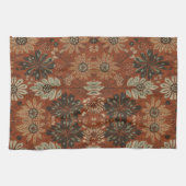 Dunkles Boho-Terrakotta-Sage-Botanikmuster Geschirrtuch (Horizontal)