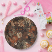 Dunkles Boho-Terrakotta-Sage-Botanikmuster Pappteller (Party)