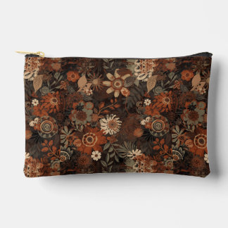 Dunkles Boho-Terrakotta-Sage-Botanikmuster Zubehörtasche