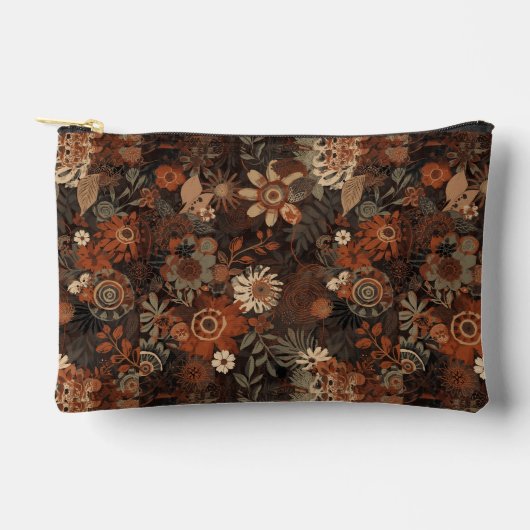 Dunkles Boho-Terrakotta-Sage-Botanikmuster  Zubehörtasche (Vorderseite)