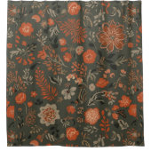 Dunkles Boho-Terrakotta-Salbei-Botanikmuster Duschvorhang (Vorderseite)