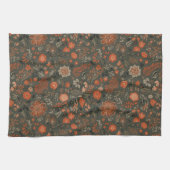 Dunkles Boho-Terrakotta-Salbei-Botanikmuster Geschirrtuch (Horizontal)