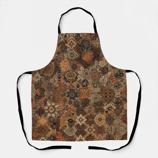 Dunkles Boho-Terrakotta-Salbei-Botanikmuster Schürze (Vorderseite)
