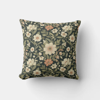 Dunkles botanisches Blumenmuster mit Vintage-Blume Kissen