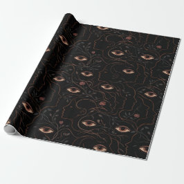 Dunkles botanisches Gesichter-Geschenkpapier Geschenkpapier