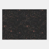 Dunkles Botanisches Gesichter-Wrap-Papier-Set Geschenkpapier Set (Vorderseite)