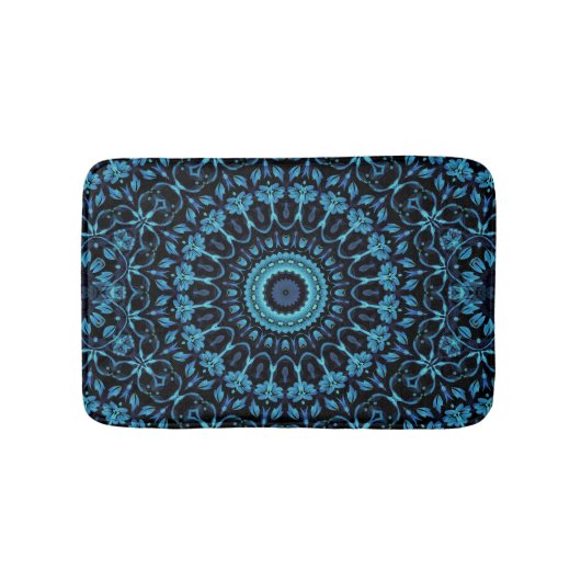Dunkles Botanisches Noir-Mandala Badematte (Vorderseite)