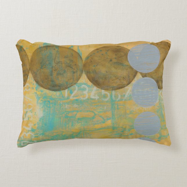 Dunkles Brown u. graue Kreise mit Zahl-Zahlen Dekokissen (Vorderseite)