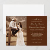 Dunkles Brown-Western-Foto-Hochzeits-Einladungen Einladung (Vorne/Hinten)