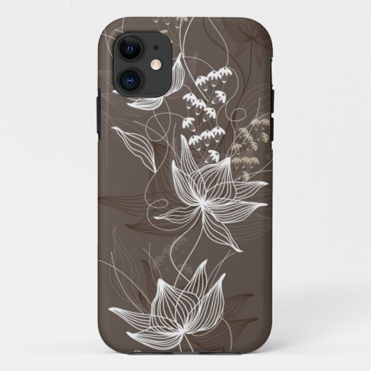 Dunkles Brownblumenmuster Case-Mate iPhone Hülle (Rückseite)